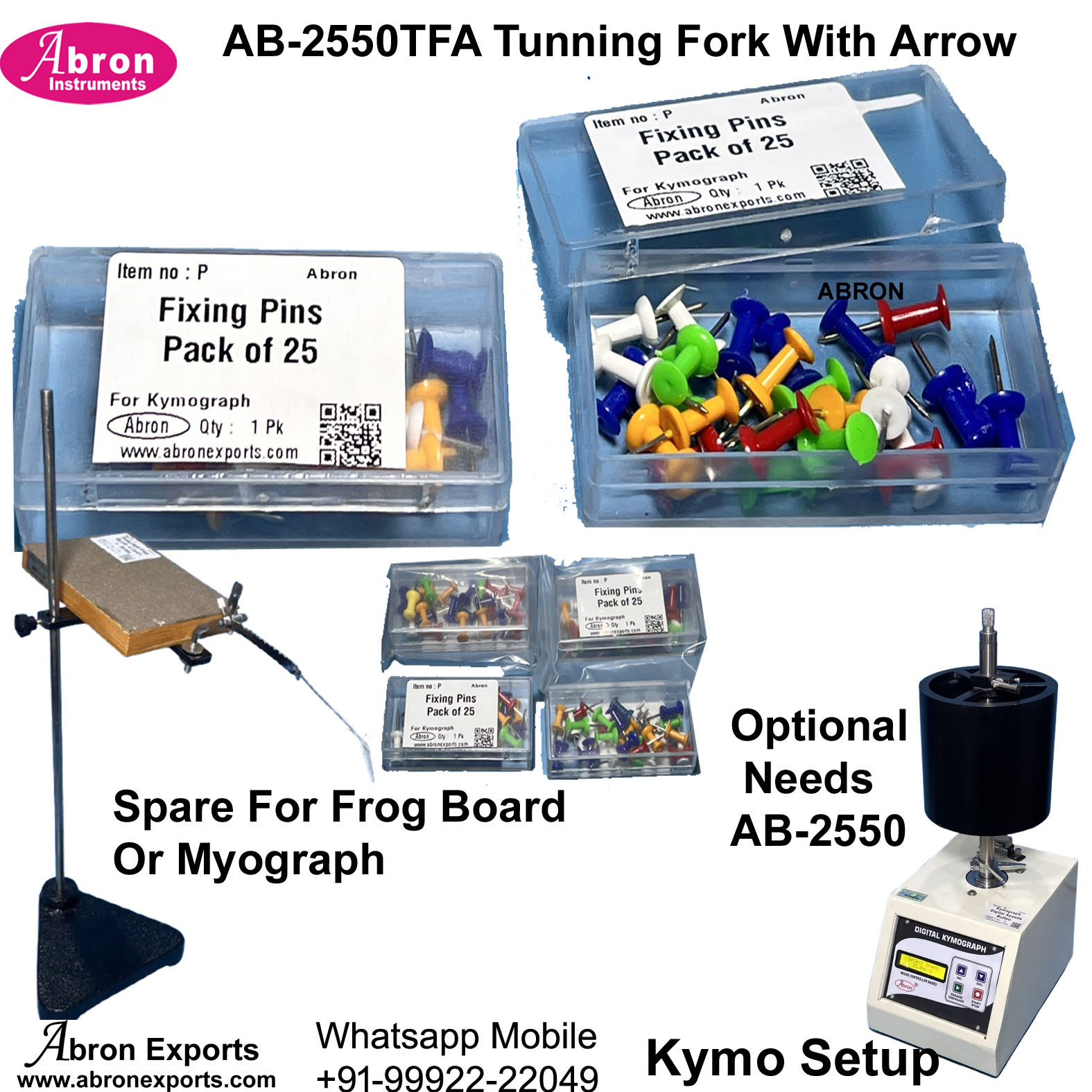 Pharmacy Kymograph Spare Fixing Pins 25pc Pack 5packs For Myograph Frog Board etc Abron AB-2550WFP 